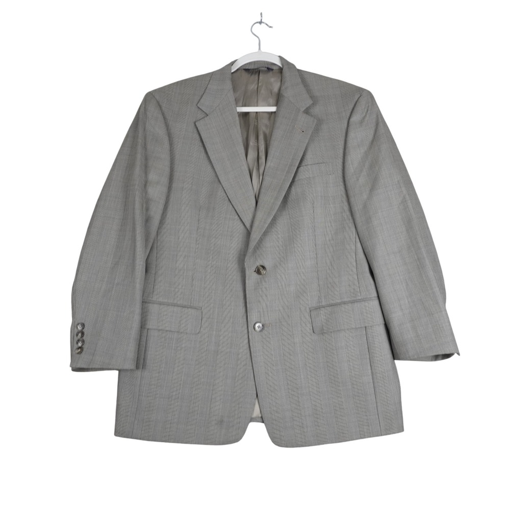 VTG Burberry Mens Blazer Size 39S Large Gray 100% Wool 2 Button